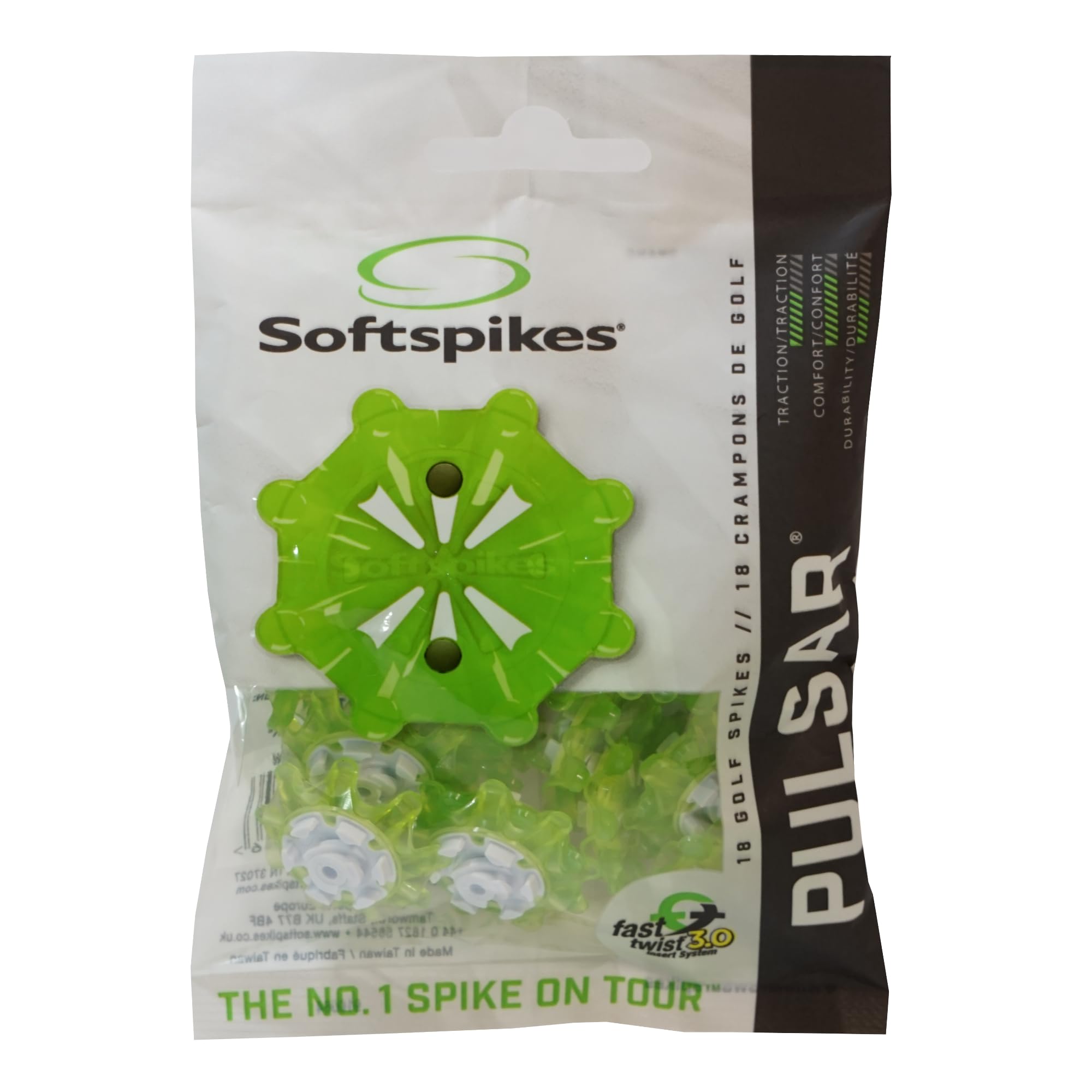 Photo 1 of SOFTSPIKES Golf Spikes Fast Twist 3.0 Pulsar Cleats, Green, Clamshell US