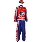 Qosivfey Mens Ricky Bobby Costume Talladega Nights Cosplay Racing Full Outfits Set