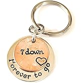7 Down and Forever To Go, 7th Anniversary Year Penny Key Chain, 7th Wedding Anniversary, Personalized Options