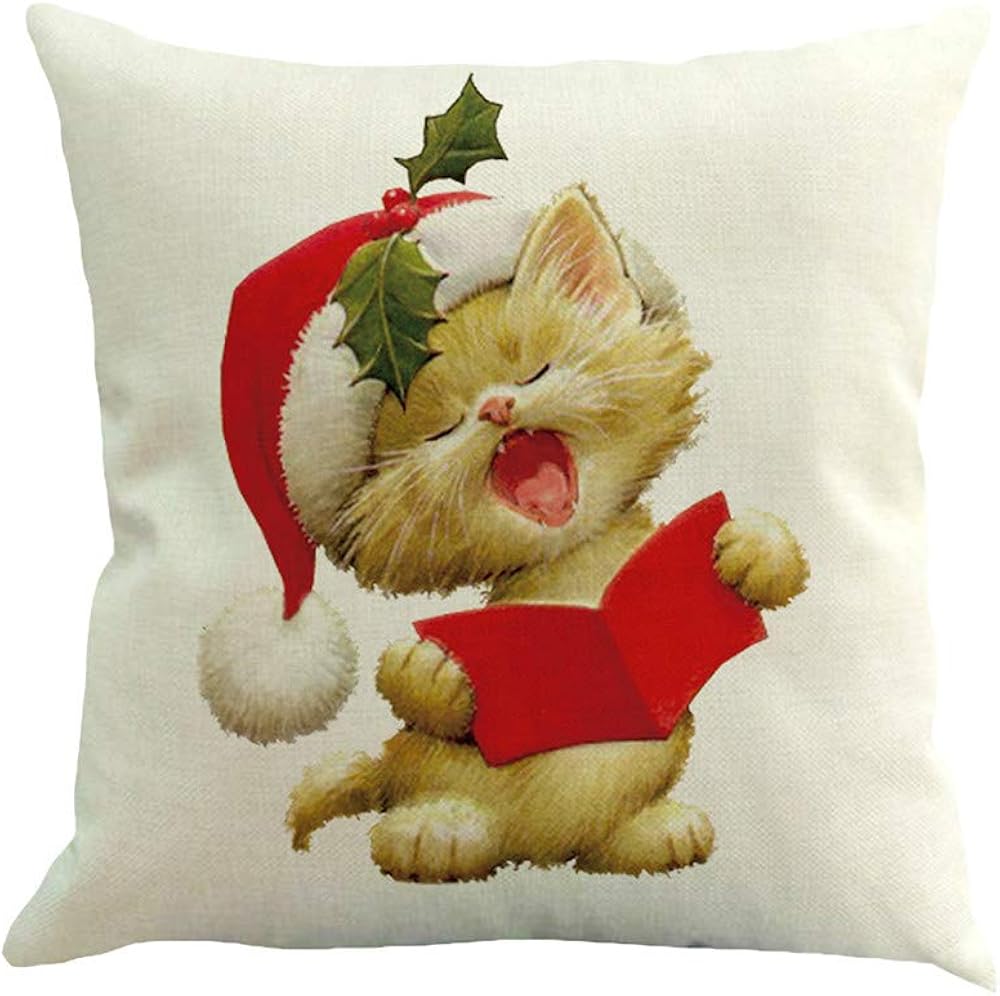 Goosuny Weihnachts Dekoration 45X45cm Komfortable Kissenbezug Leinen Couchkissen Kissenhülle Schneemann Print Deko Für Sofa Auto Innenraum Draußen Gartenstühle Weihnachten(A,1 PC)