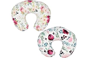 UDERUI 2 Pack Floral Nursing Pillow Cover Slipcover for Breastfeeding Pillows, Soft and Stretchy Safely Breastfeeding Pillow Cover for Girl (Floral)