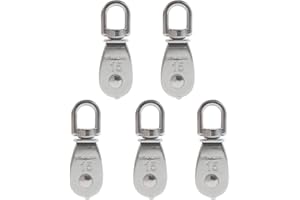 Uotyle Single Pulley Block in 304 Stainless Steel M15 Crane Swivel Swivel Hook Single Pulley Block Hanging Wire Towing Wheel 