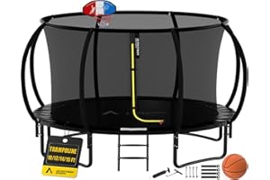 ULTRAPOWER SPORTS Tranpoline 10FT 12FT 14FT 15FT Tranpoline for Kids and Adults Tranpoline with Enclosure Net Basketball Hoop Ladder Wind Stake Outdoor Tranpoline Recreational Tranpoline ASTM Approved