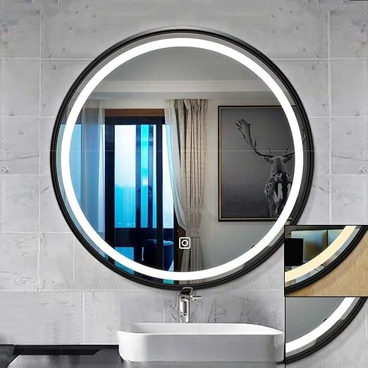 ZHANGYY Espejo de baño Inteligente Redondo con Pantalla táctil Espejo