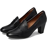 SHODENSE Women Black Chunky Kitten Heel Pumps Shoes Round Closed Toe Slip On Penny Loafers Black Matte Leather Mid Block Heels Dress Loafer Almond Toe Oxford Shoes Office Work Elegant Matte Black 8