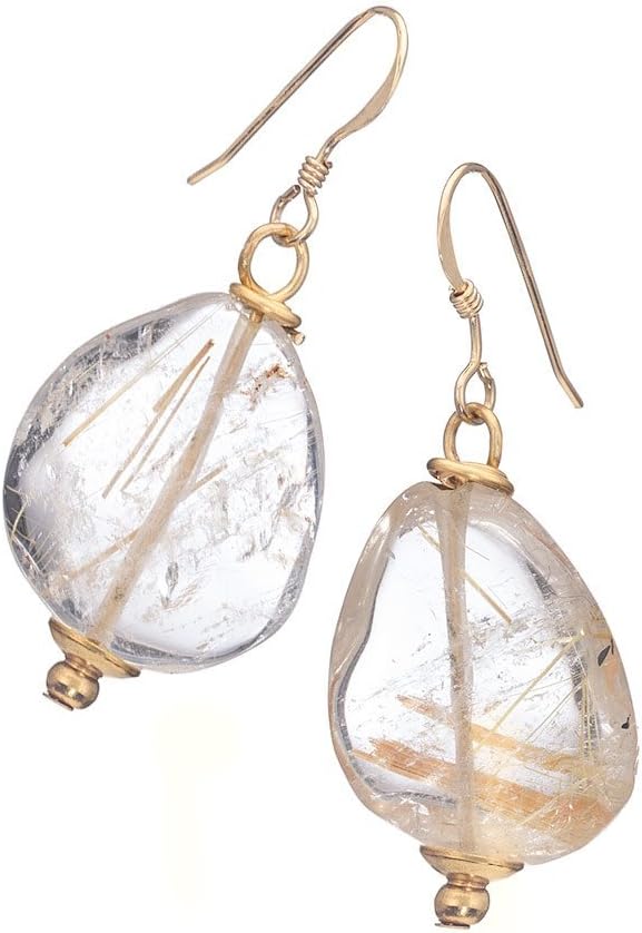 Rutiliated Quartz Rockfall Crystal Earrings by Designer Jan Michaels