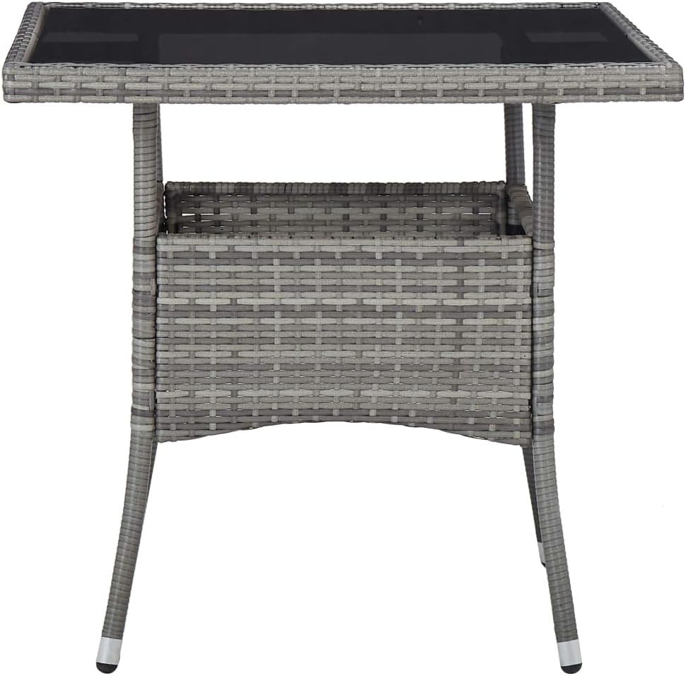 Festnight Outdoor Dining Table Coffee Table Garden Table Patio Furniture Grey Poly Rattan And Glass Amazon Co Uk Kitchen Home
