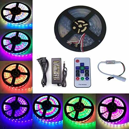 Toogod 300 Modes Magic Color RGB Strip Kit,WS2811 5050 Digital Flash Strip Light 150LED 12V Led Strip,Club Bar Party Christmas Light,16.5ft+Controller+Power (IP67 Waterproof Kit)