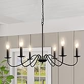 YCZHCC Black Chandelier, 6-Light Farmhouse Chandelier for Dining Room Lighting Fixture, 27.59" Rustic Industrial Modern Candl