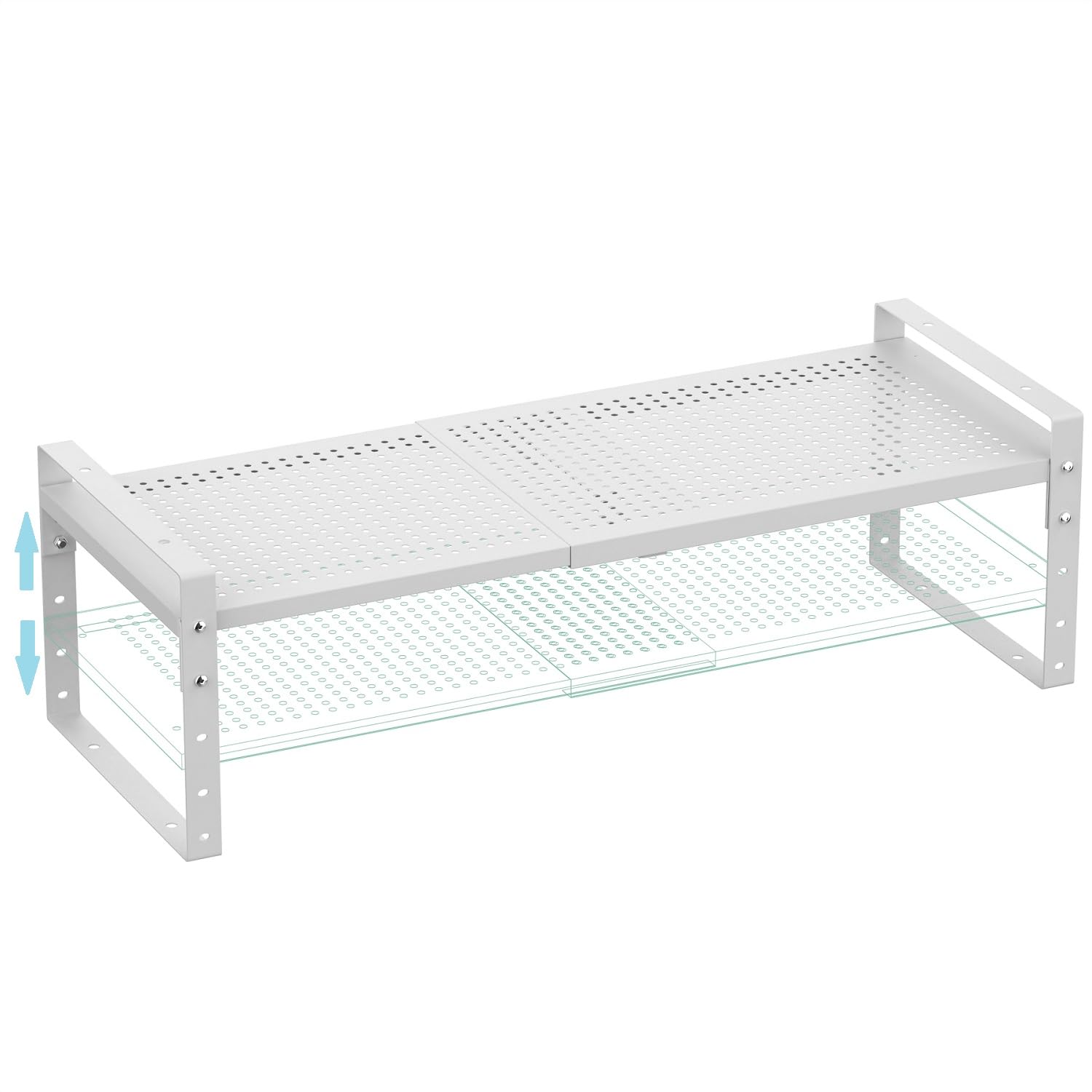 Photo 1 of (missing hardware to assemble) Wobmmi Expandable Spice Rack, Stackable Metal Pantry Storage Shelves Stand, Adjustable Height Cabinet Shelf Organizer Racks(1PACK/WHITE,MEDIUM)