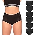 Bambody Period Underwear for Women Heavy Flow, 6 Pack Period Underwear for Teens, Soft and Breathable Period Panties - Medium, 6 Pack, Black