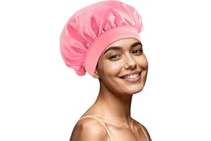 Zixsavk Silk Bonnet for Sleeping Women - Waterproof Shower & Sleep Hair Protector, Adjustable Silk Night Cap for Curly/Natural Hair