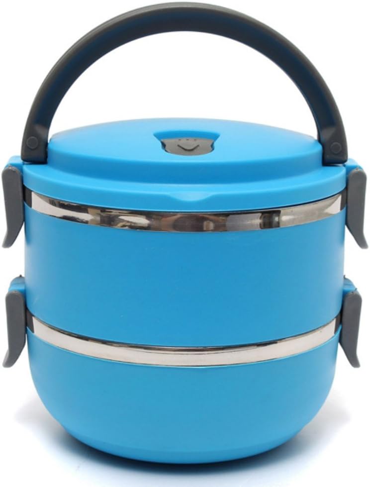 2 Layers 1.8L Stainless Steel Bento Lunch Box Portable Thermal Insulation Lunch Box For School Office Outdoor Activities By Forest Dream (Blue)