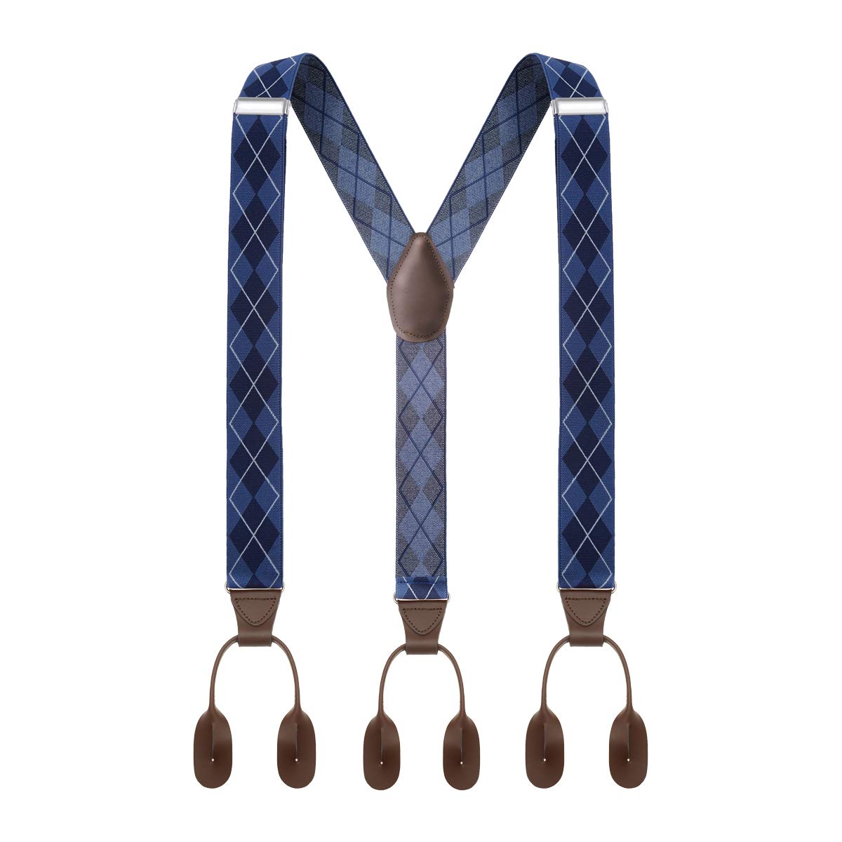 Buy Suspenders for Men Leather Button End Suspenders 49 Inch YBack Adjustable Elastic Tuxedo