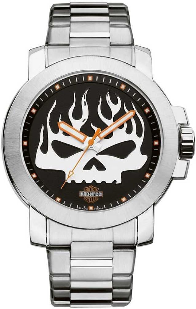 HarleyDavidson Homme Bulova Skull Montre Bracelet 76A138 Amazon.fr