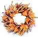 Fall Wreath, 18 inch Front Door Wreath, Christmas Wreath with Maple Leaf and Berry, Halloween Easter Wreath for Front Door, Ideal for Autumn & Halloween & Thanksgiving Day, Indoor Outdoor (yellow)