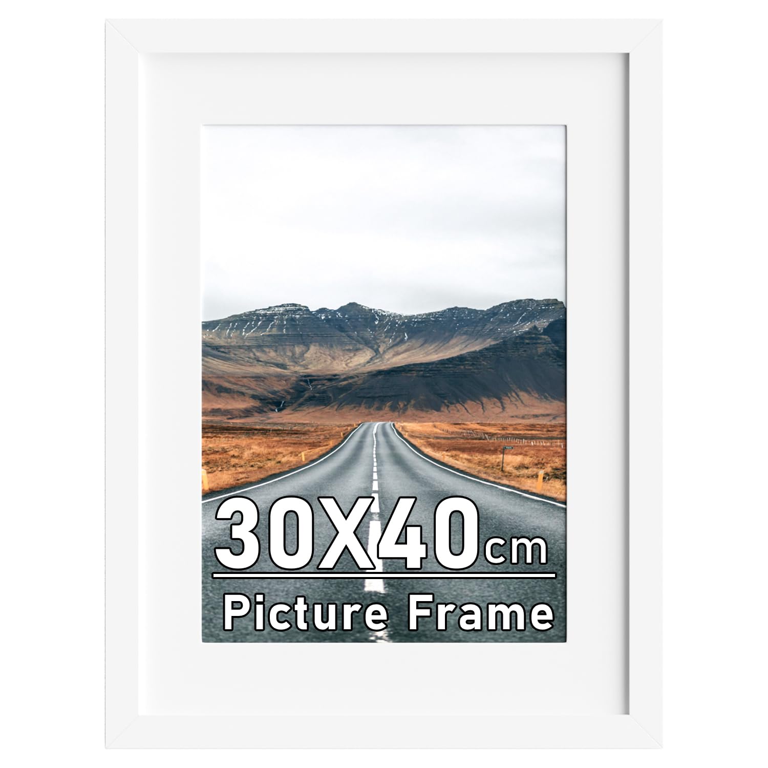 30x40cm Picture Frame with A4 Mount, White 16x12 Photo Frames, 40x30cm Poster Frame with Safe Perspex Front, Wall Mounting