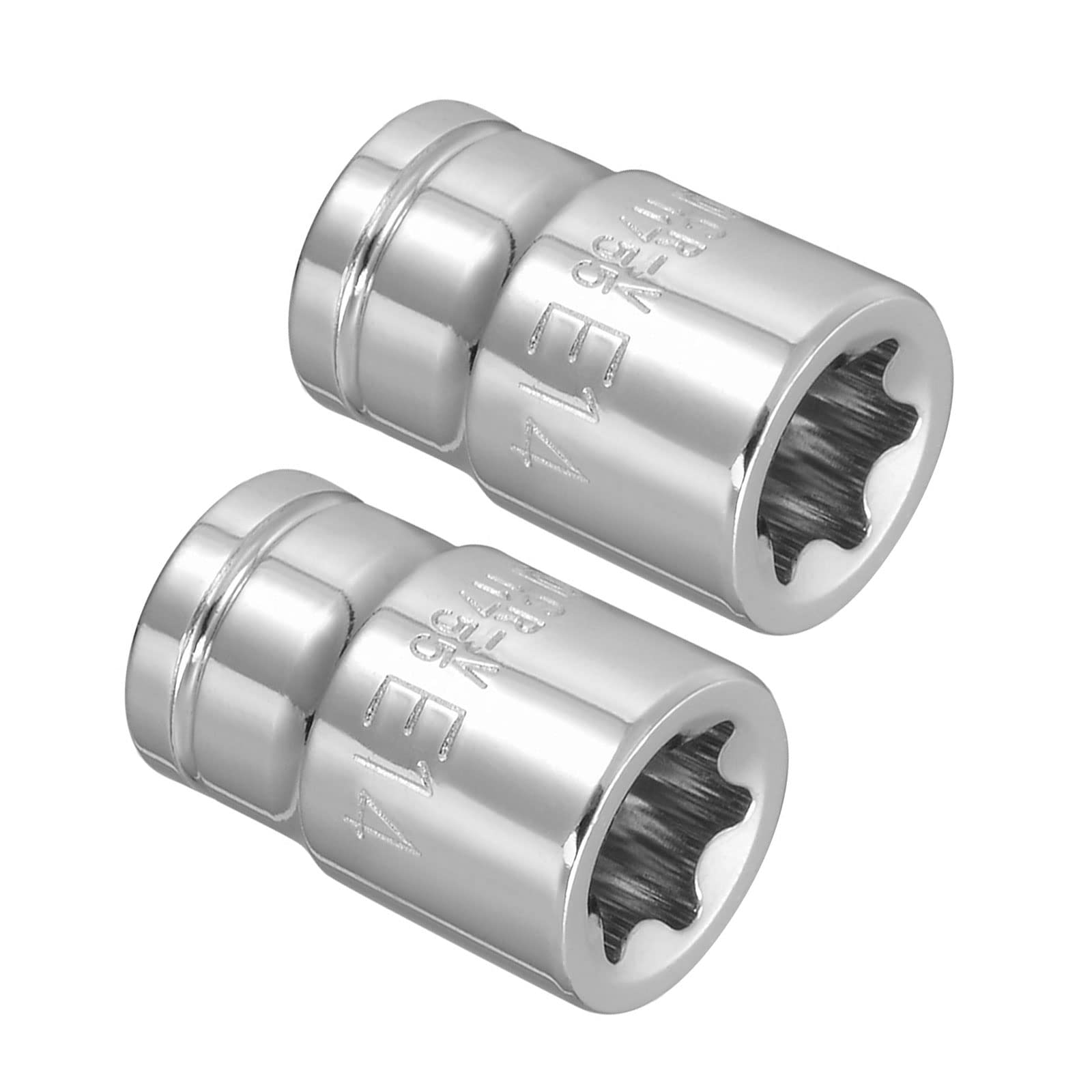 Kozelo 2pcs External Torx Shallow Socket - [3/8 Inch x E14] Square Drive for Car Mechanical Equipment Repair Use, CR-V Steel Metric Sizes