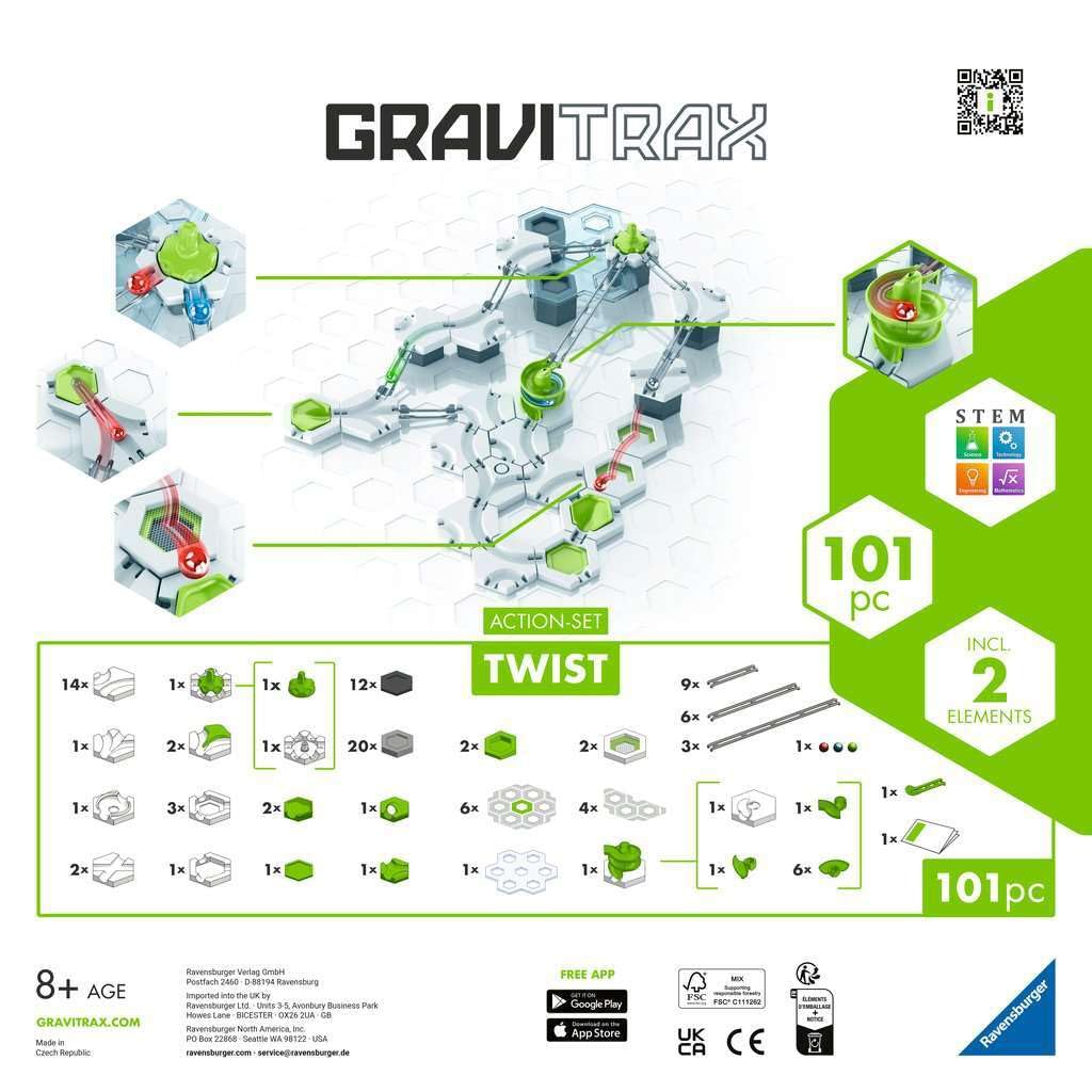 Ravensburger GraviTrax Twist Action Set 22576. Can be Combined with All Starter Sets, Extensions and Elements, Construction Toy for Children from 8 Years