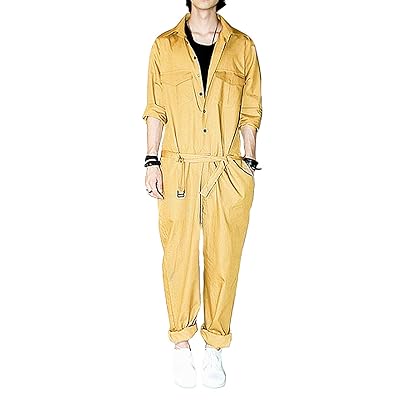AITFINEISM Mens Romper Coveralls One-Piece Long Sleeve Jumpsuit Casual Overalls