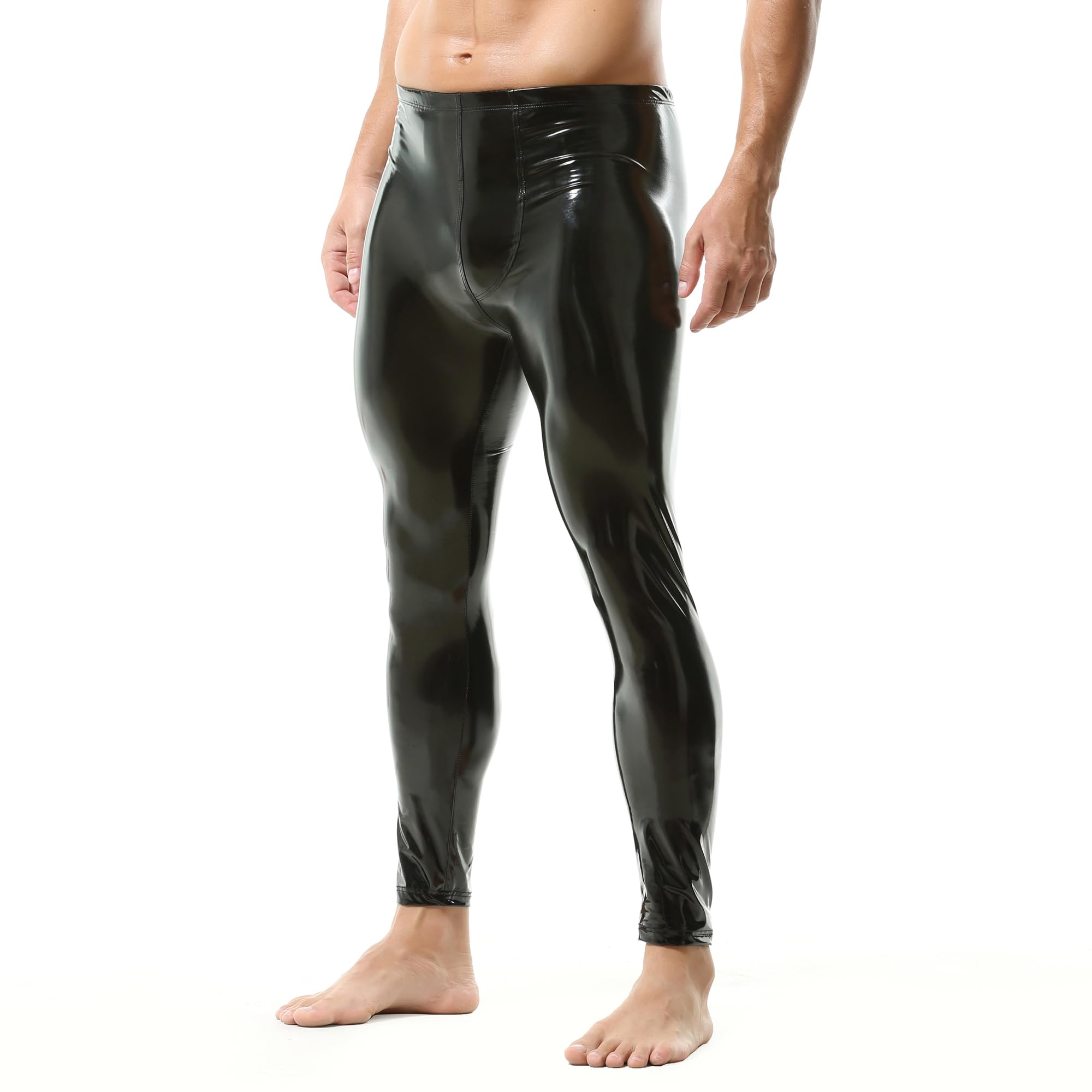 Photo 1 of YUFEIDA Men's Faux Leather Tight Pants Man Leggings PVC Long Trousers