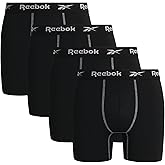 Reebok Men's Boxer Briefs - 4 Pack 6'' Inseam Stretch Performance Underwear Quick Dry Moisture Wicking Boxers