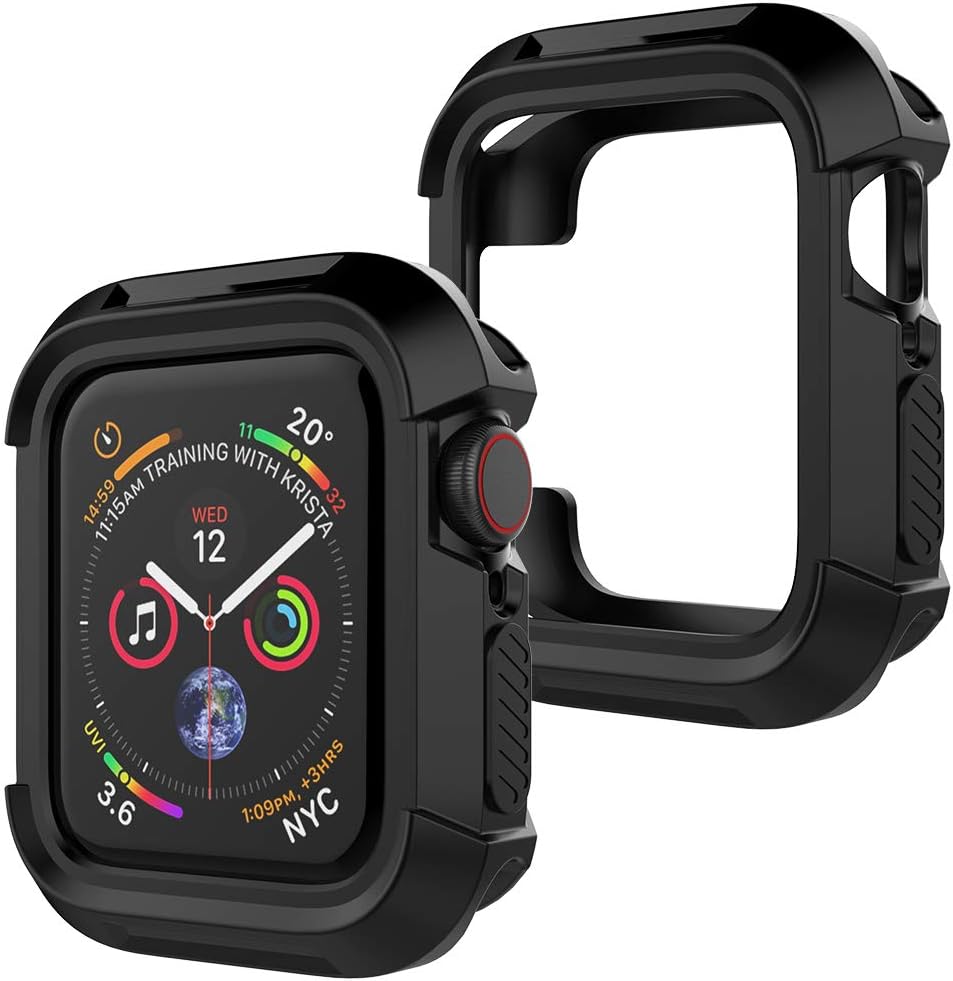 UooMoo Compatible for Apple Watch Series 4/5 case 40mm, TPU Shockproof Rugged Overall-Protective Bumper Cover Replacement for iWatch Women Men Apple Watch Seires 4 Series 5 (40mm,Black)