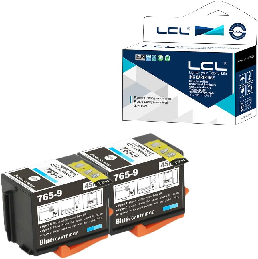LCL Compatible Ink Cartridge 765-9 (2 blue) Replacement for Pitney Bowes 4C00 5C00 6C00 DM300C DM400C DM425C-ML DM425C-MM DM450C DM475C 3C00