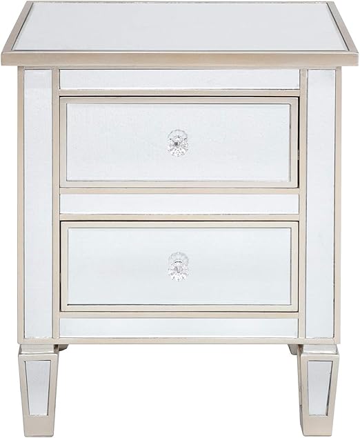 Amazon Com Tita Dong Mirrored Nightstand With 2 Drawer Mirrored Bedside End Table Accent Chest Modern Silver Rose Gold Mirror Finish Accent End Table Cabinet For Bedroom Living Room Kitchen Dining