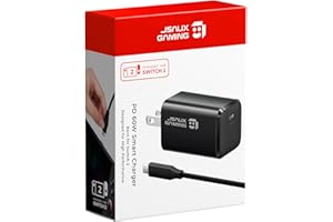 JSAUX 60W USB C Charger for Nintendo Switch 2 Support TV Mode, Portable Charger with 6.6ft Cable, GaN PD 3.0 Fast Charging Co