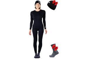 Merino.tech Merino Wool Base Layer Women Set with Beanie - Midweight Merino Wool Underwear Women Top, Bottom, Beanie