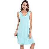 GYS Womens Bamboo-Derived Viscose Nightgowns Soft Sleeveless V Neck Nightdress Lightweight Sleep Shirt S-4XP