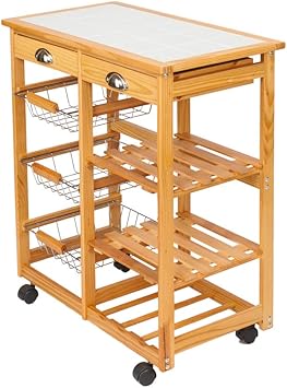 Amazon Com Layee Wood Kitchen Storage Cart Dining Trolley Stand