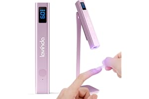 Lavinda Handheld UV Light for Gel Nails with Stand, Mini Nail Lamp with LCD Display, Portable Cordless Rechargeable UV Led Nail Lamp Nail Dryer for Fast Curing Gel Polish for Home DIY Manicure