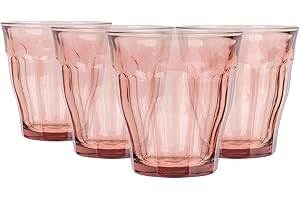 Duralex Picardie Glass Tumbler Set - 250ml - 4pc - Rose - Glass Water Wine Whisky Gin Juice Cocktail Drinking Glassware Cup S