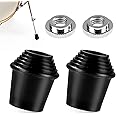 2 Packs Bass Drum Spur Rubber Feet, 1.3x1.18in Bass Drum Legs Threaded Rubber Foot Pearl Tips Accessories with Lock Nuts for 