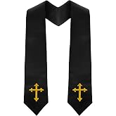 Piecatle Choir Stole with Cross Embroidery for Church, Ideal for Costume,60"