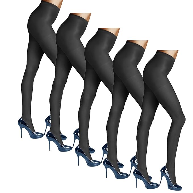 Esda Feinstrumpfhose 5-er Pack 40 Den 100% Nylon Gr.38/40 50/52 60/62 semi blickdicht Schwarz Strumpfhosen