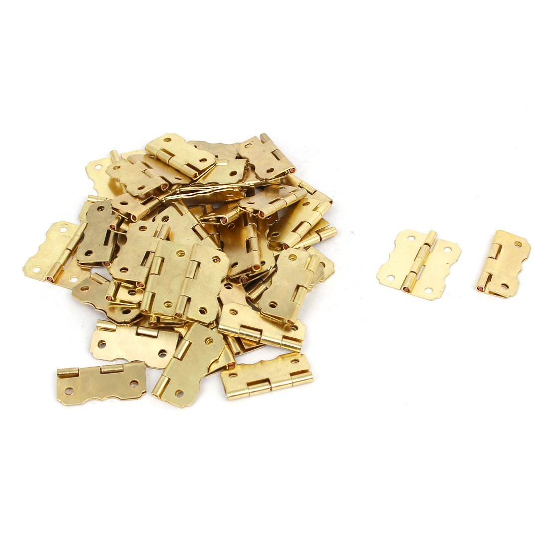 Sourcingmap Cosmetic Box Wooden Case Metal Hinges Gold Tone 30mm Length 50pcs