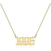 QXTX Birth Year Necklace,Year Necklace,18k Gold Plated Pendant Necklace for Women,1980-2020