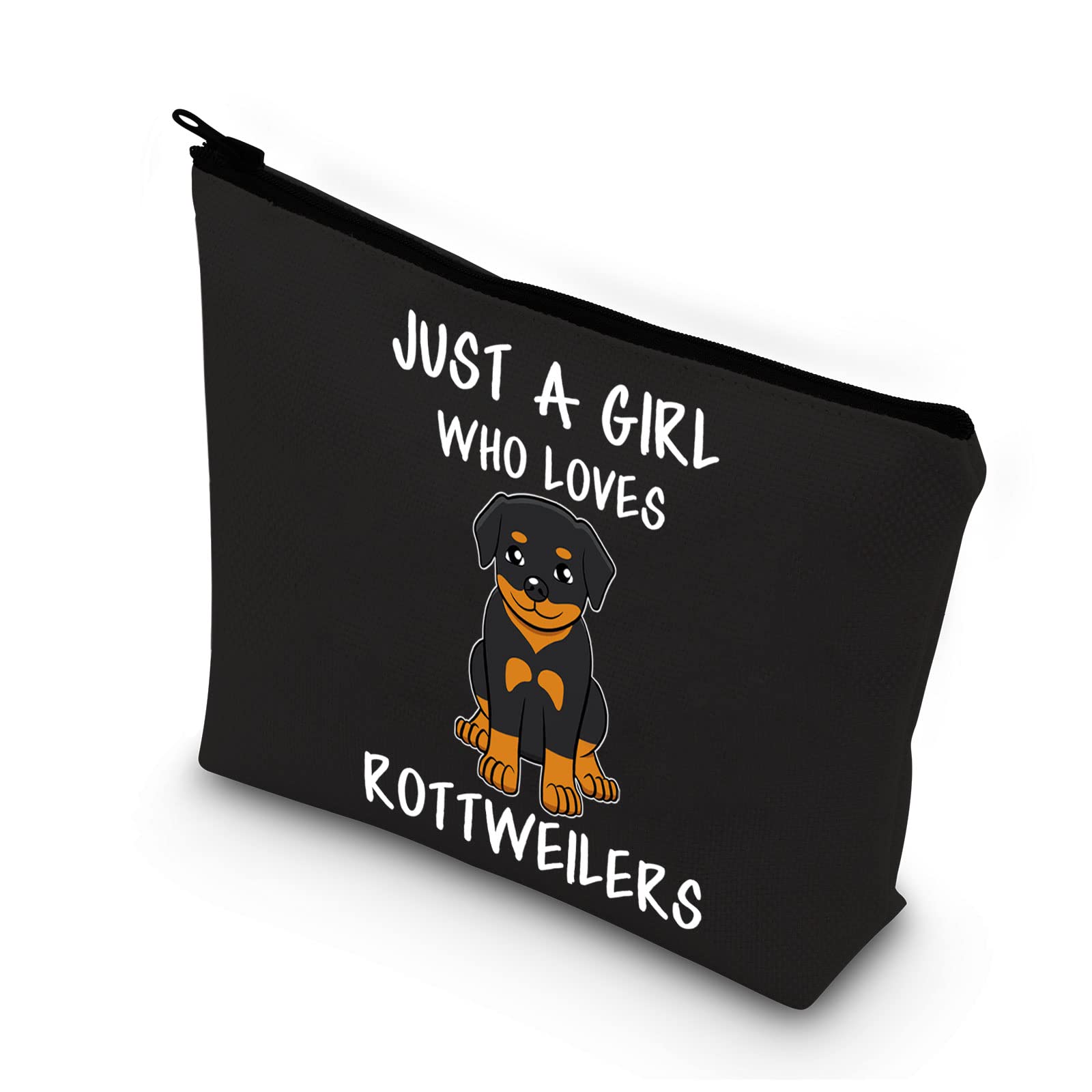 PLITI Rottweilers Makeup Bag for Dog Mom Dog Lover Gift Just a Girl Who Loves Rottweilers Funny Rottie Dog Lover Gift (Girl Loves Rottweilers blU)