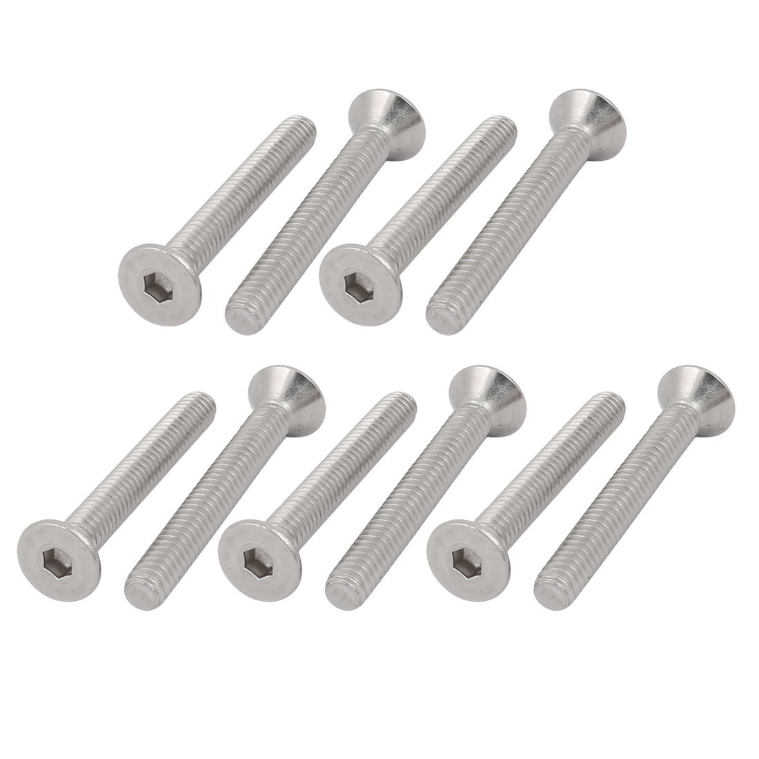 Sourcingmap 1/4-20 x 2" 304 Stainless Steel Flat Head Hex Socket Cap Screw Fastener 10pcs