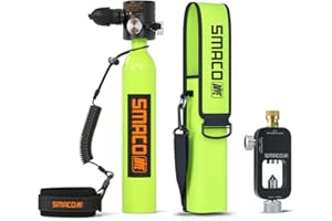 SMACO S300 Plus Mini Scuba Tank 0.5L Lung Air Tank Portable Mini Diving Tank Reusable Pony Bottle up to 10 Minutes Dive Time Backup Diving Oxygen Cylinder for Underwater Exploration Rescue