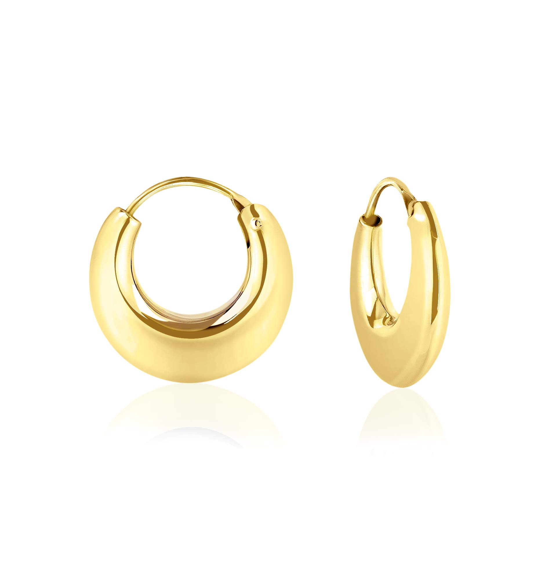DTPSilver - 925 Sterling Silver Yellow Gold Plated Creole Thick Hoops Earrings - Thickness 4.5 mm - Diameter 18 mm