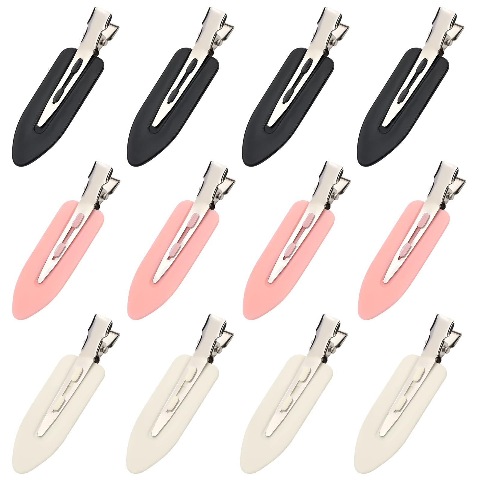 Photo 1 of 12 Pcs No Crease Hair Clips, No Bend Hair Clips, Flat Hair Barrettes Alligator Duck Billed Clips for Women Girls Styling Sectioning Makeup Bangs Curl Accessories Salon Hairstyle Pink, White, Black