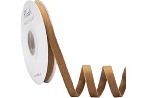 Ribbli Brown Velvet Ribbon Double Faced 3/8 Inch 10-Yard Spool Khaki Velvet Ribbon Use for Christmas Tree Ornaments Gift Wrapping Wreath Decoration Wedding Boutonnieres