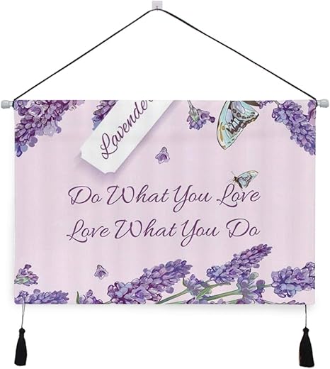 Amazon Co Jp Ninehasa タペストリー 壁掛け布 ロマンチックなファンのためのヴィンテージのハーブの葉と花の紫色のラベンダーの花春蝶 ベッドルームリビングルームの壁アートデコレーションホーム装飾 ホーム キッチン