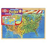 T.S. Shure U.S. & World Map Puzzles in a Wooden Box (2 Puzzles)