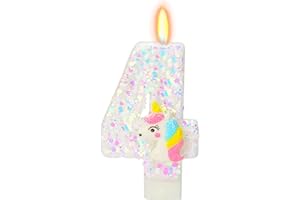FAMGift Birthday Candles for Girl - Number 4 Candle for Cake, Unicorn Party Supplies, Birthday Decorations for Cake Topper, Cartoon Theme Party Supplies