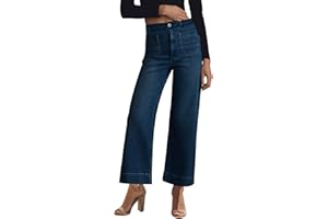 KUNMI Women's Wide Leg High Waisted Stretchy Straight Leg Jeans Baggy Loose Trendy Ankle Denim Pants